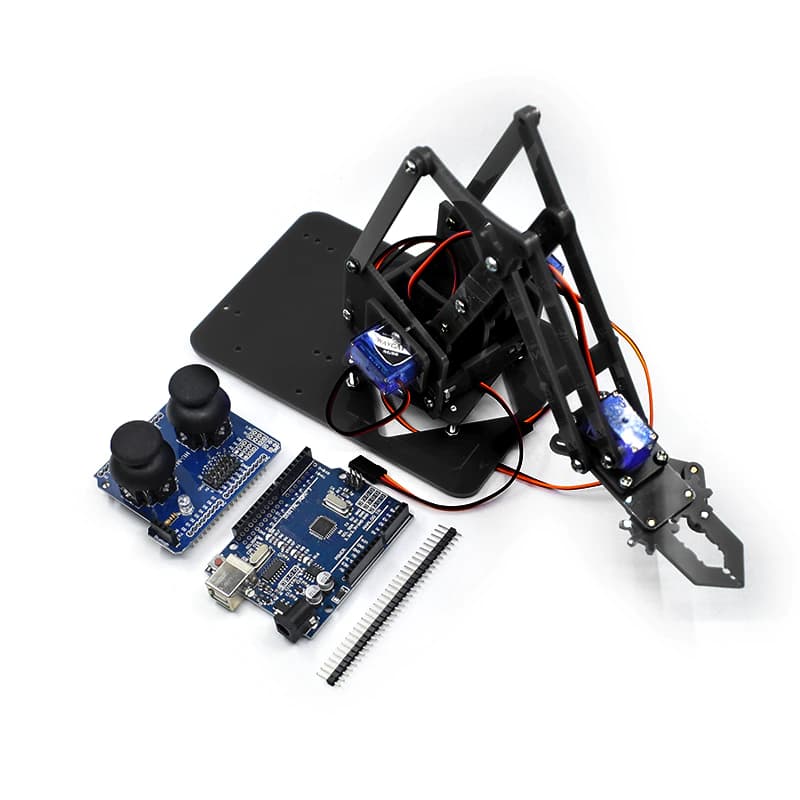 DIY 4-DOF Acrylic Robot Arm Kit with SG90 Servos & Arduino Uno