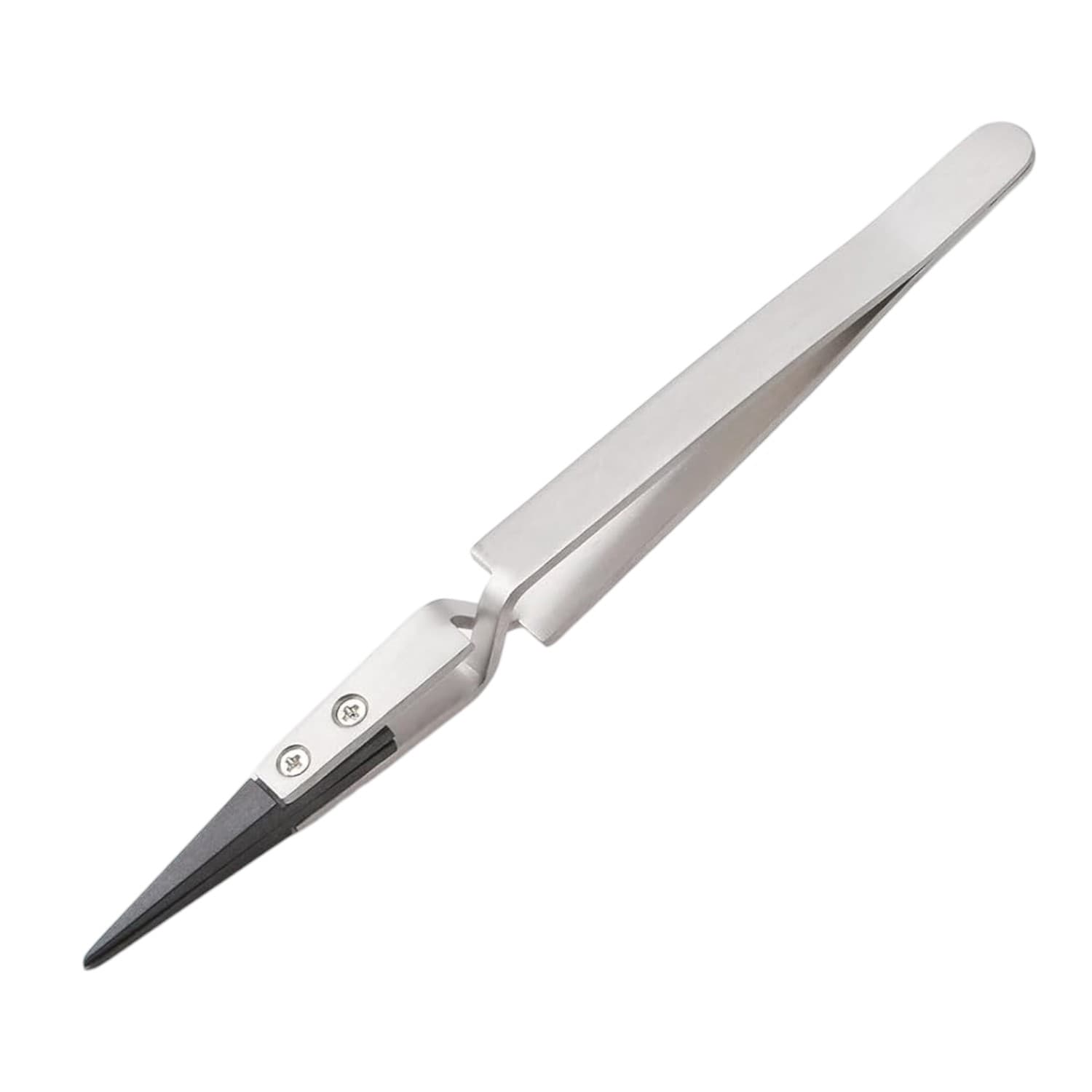 ST-12 Reversed Action Tweezer Stainless Steel with Black Ceramic Tip