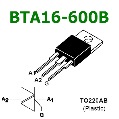 BTA16-600B Triac 16A 600V TO-220 Insulated Tab (ST)