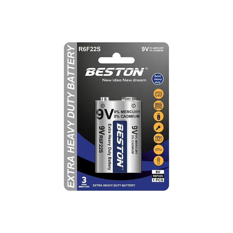 Beston R6F22S 9V Heavy Duty Zinc-Chloride Battery