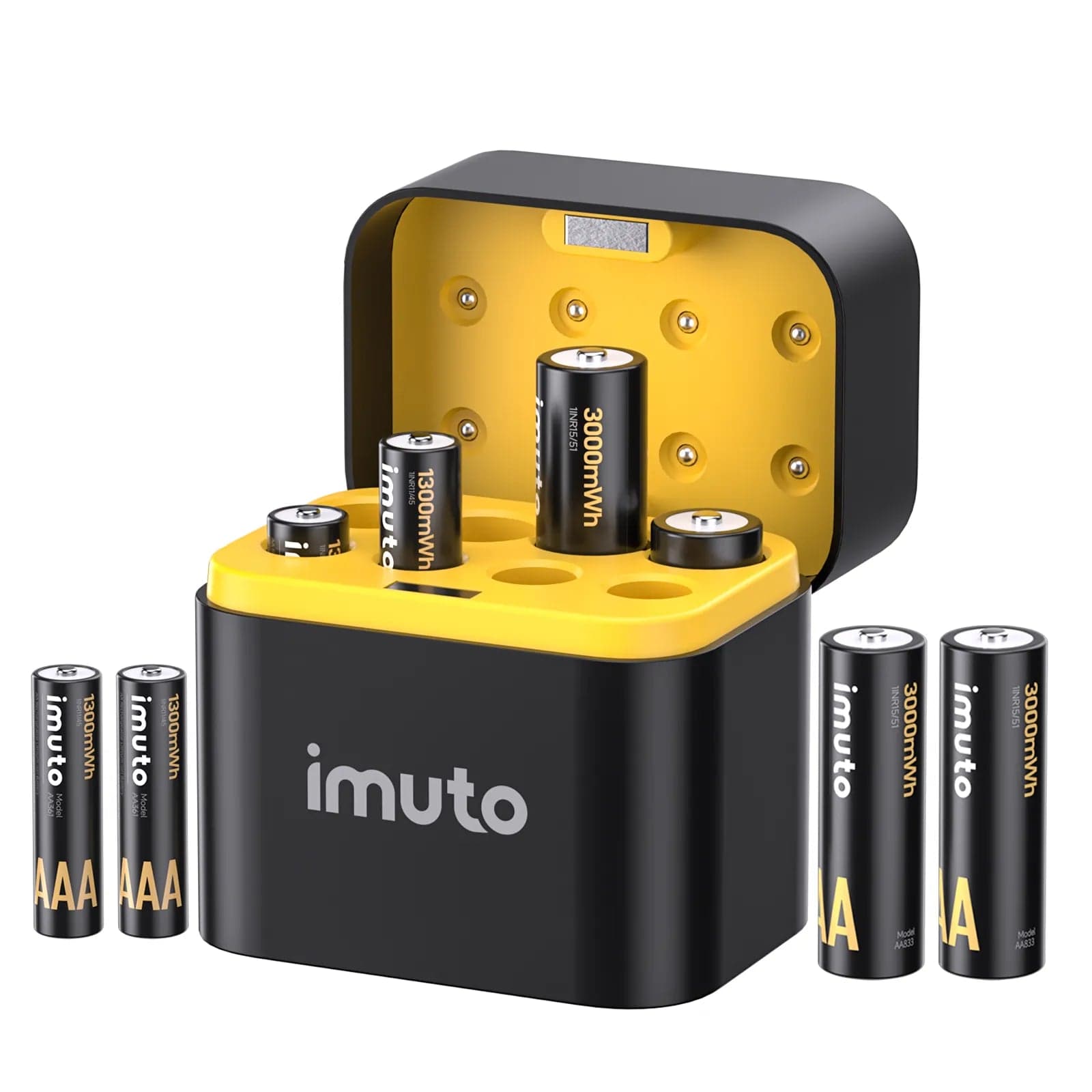 imuto TF-CD-010CE AA/AAA Li-ion Battery Set with 8-Slot Charger