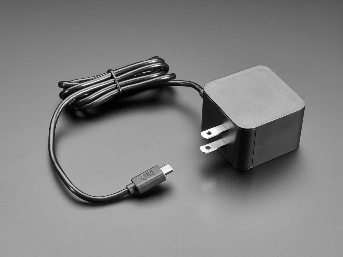 Raspberry Pi 5 27W USB-C Power Supply 5.1V 5A – US Plug, Black