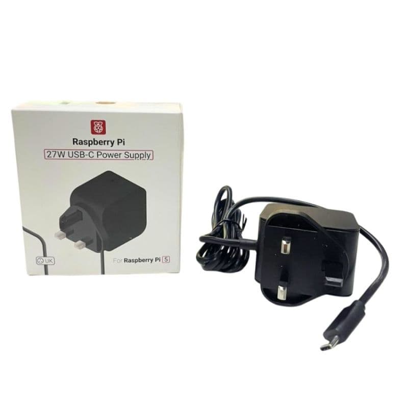 Official Raspberry Pi 5 27W USB-C Power Supply 5.1V 5A, UK Plug, Black