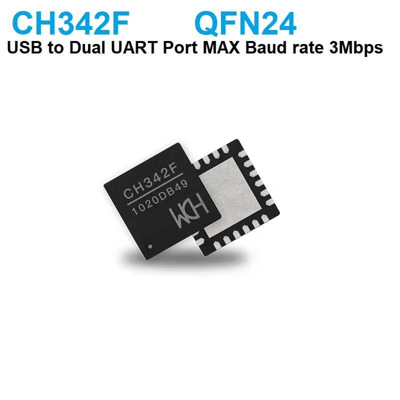 CH342F USB to Dual UART Bridge Chip, QFN24