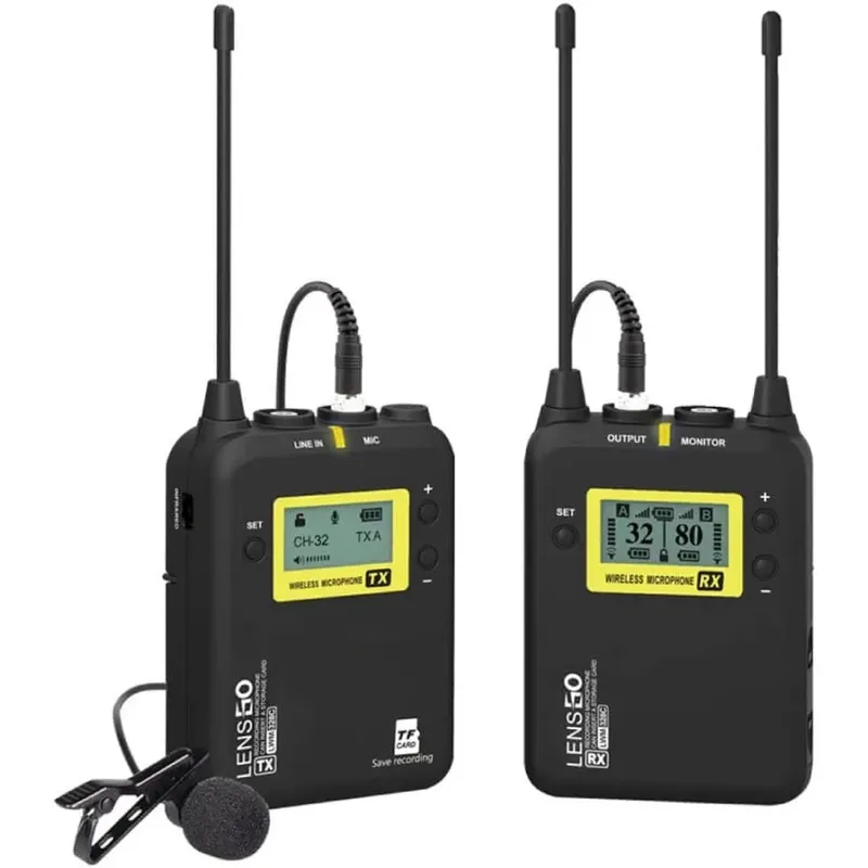 LENSGO LWM-328C 99-Channel UHF Wireless Lapel Mic (1 TX + 1 RX)