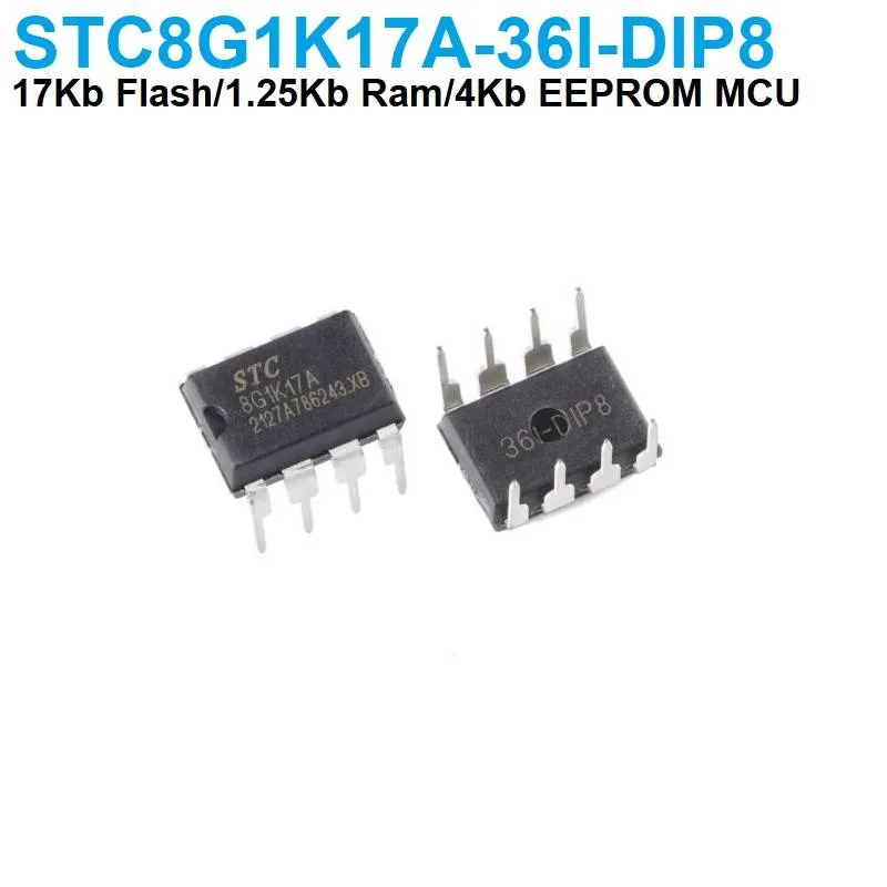 STC8G1K17A-36I-DIP8 8051-Core Microcontroller, 17KB Flash, DIP-8