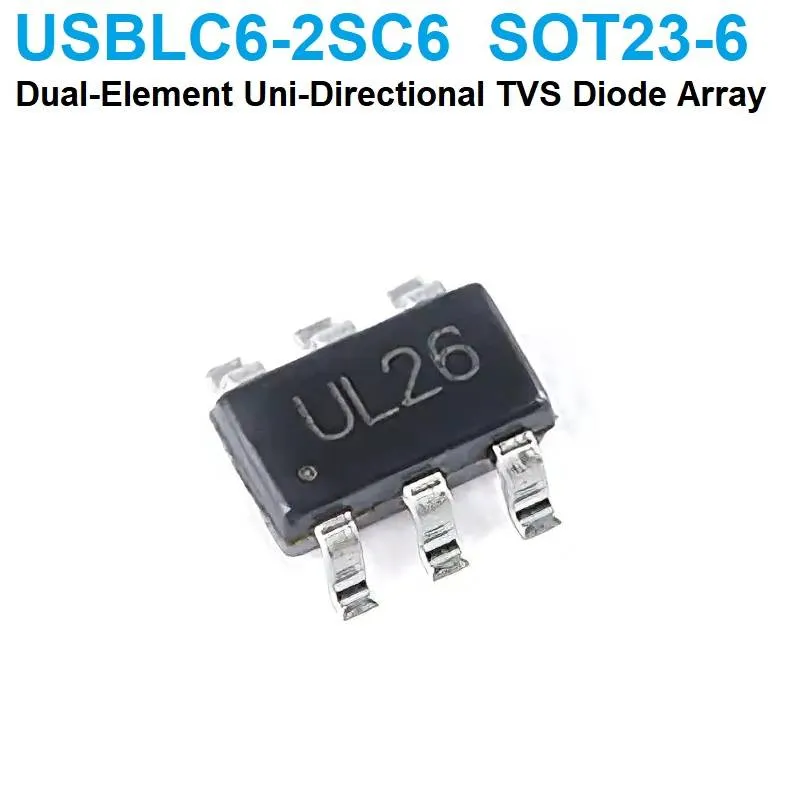 USBLC6-2SC6 2-Line ESD Protection TVS Diode Array, SOT23-6