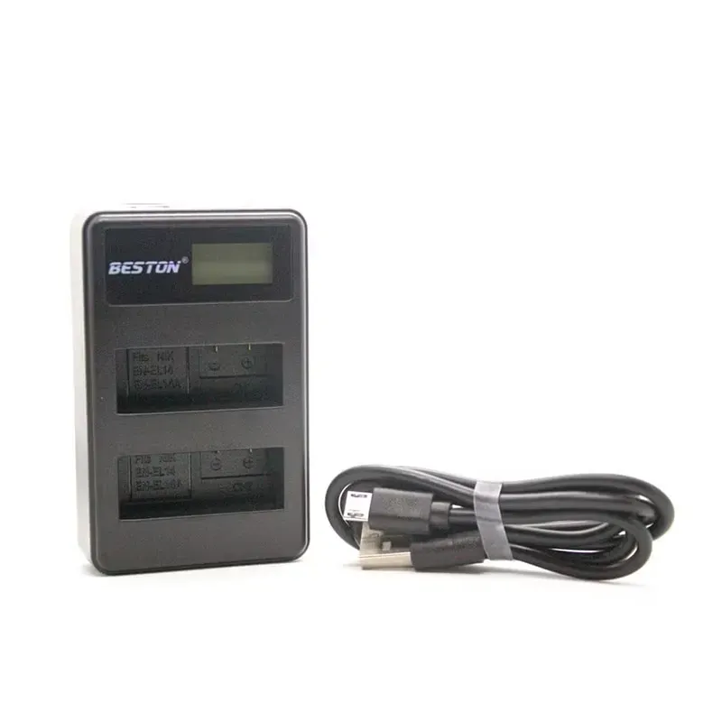 شاحن Beston EN-EL14 مزدوج للبطاريات مع منفذ Micro USB