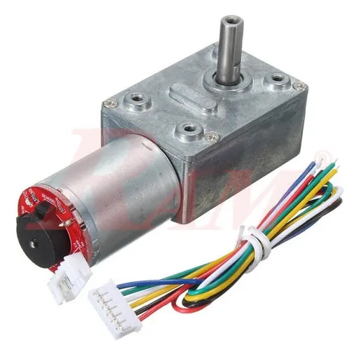GW370 DC Geared Motor 12V 80 rpm with Encoder, High Torque Worm Gear