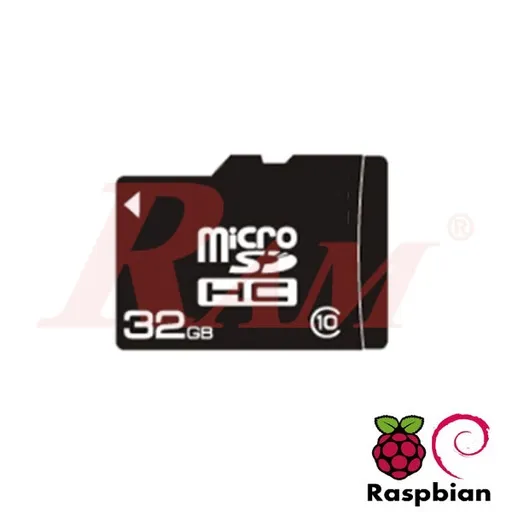بطاقة Micro SD سعة 32 جيجابايت HC10 مع نظام Raspbian