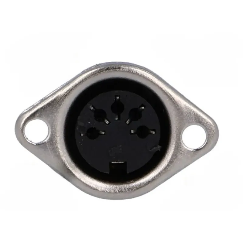 DIN Panel Mount Solder Female Connector 5-Pin 180°