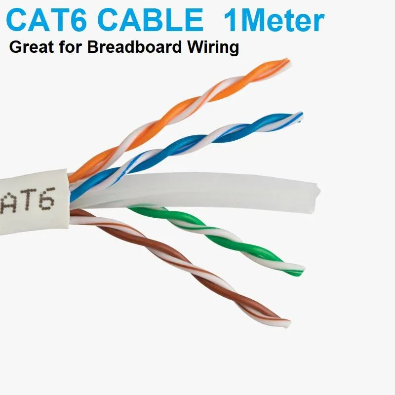 1m Cat6 Solid Copper Cable, 4 Pair (8 Wire), for Breadboard Wiring