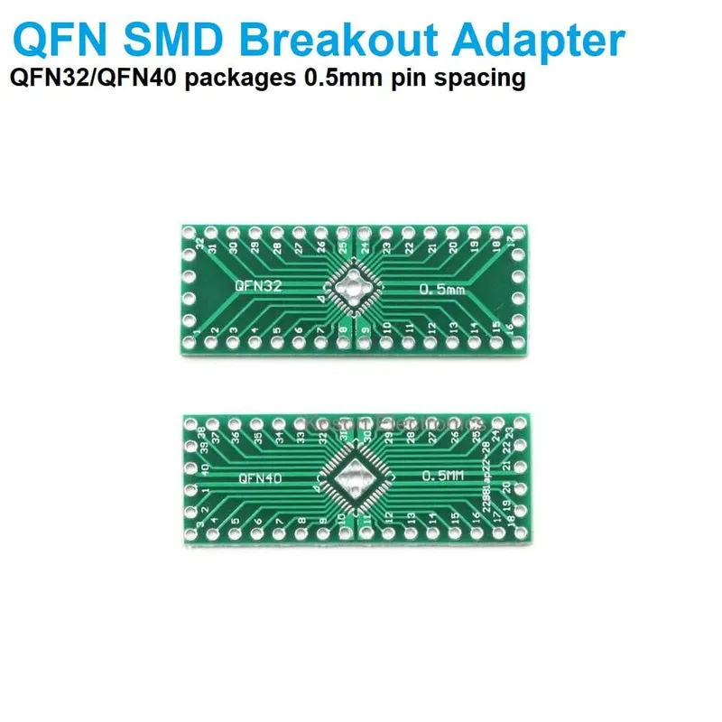 لوحة محوّل SMD لدوائر QFN32 وQFN40 بخطوة أطراف 0.5 مم