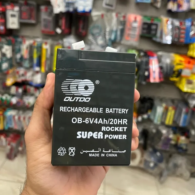بطارية OUTDO Rocket جهد 6 فولت سعة 4 أمبير ساعة حمض الرصاص قابلة للشحن