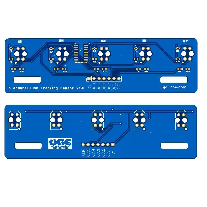 لوحة PCB لوحدة تتبع الخط TCRT5000 ذات 5 قنوات