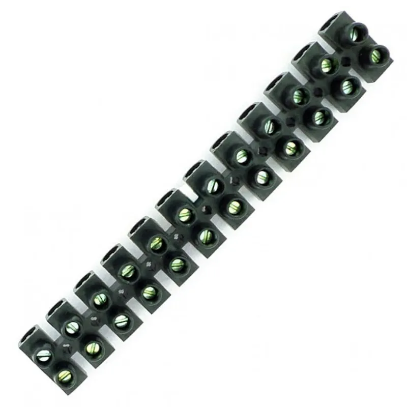 12-Way 30A 250V Screw Terminal Block Black