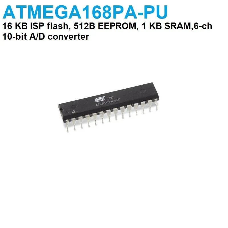 ATMEGA168PA-PU 8-bit AVR Microcontroller, 16KB Flash, PDIP-28