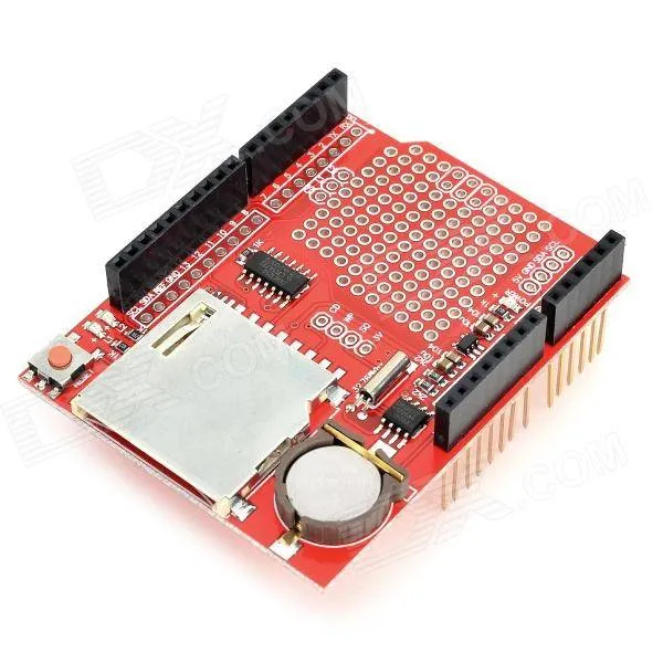 درع تسجيل البيانات لـ Arduino مع ساعة RTC وقارئ بطاقات SD