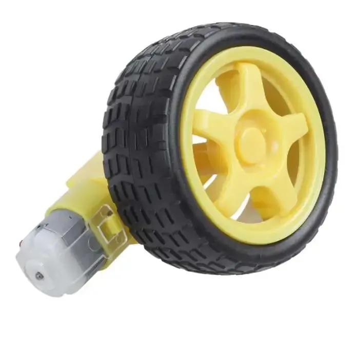 DC Geared Motor 3-12V 450 RPM Dual Shaft with 65mm Wheel