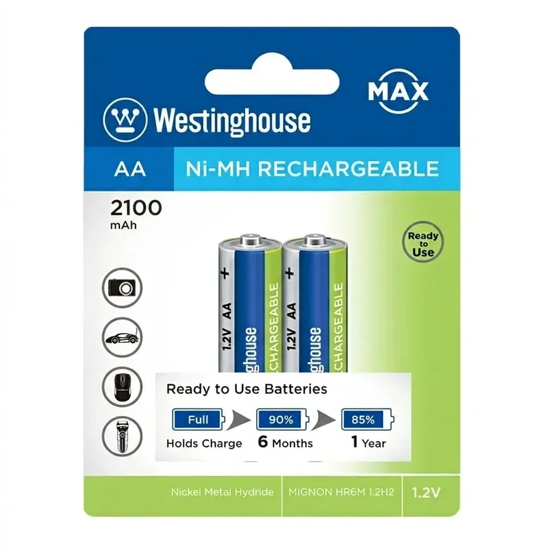 Westinghouse AA Ni-MH Rechargeable Battery 1.2V 2100mAh (2 pcs)