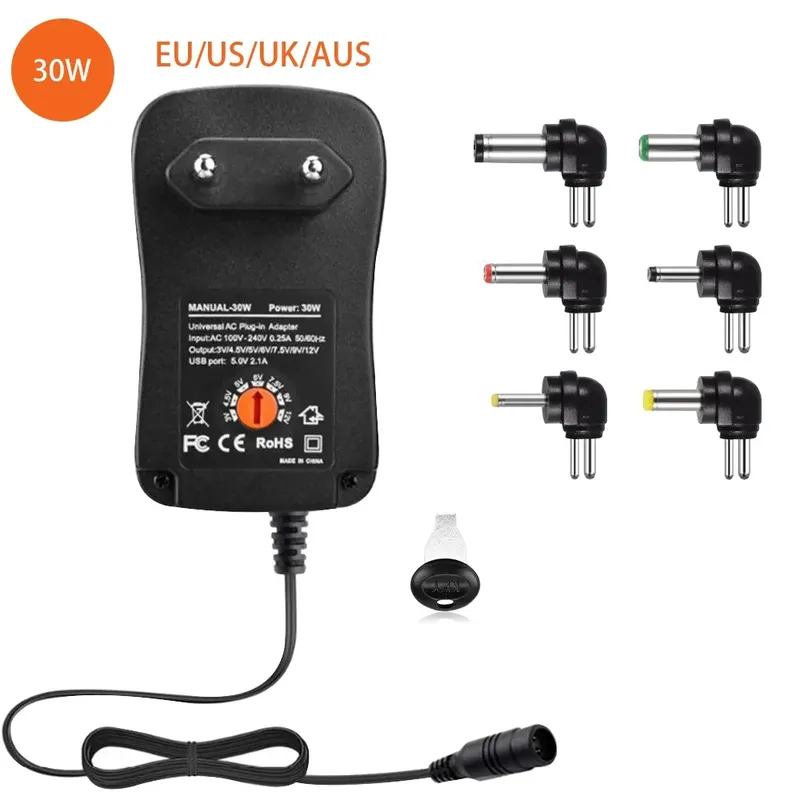 Hopson SB-4444 30W Universal AC/DC Adapter 3V-12V with 8 Plugs