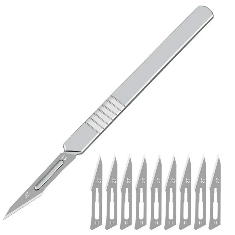 Precision Scalpel Set with 11 Sterile Carbon Steel Blades