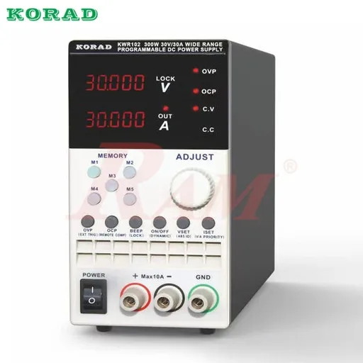 مزود طاقة مخبري قابل للبرمجة KORAD KWR102 بخرج 0-30 فولت و30 أمبير و300 واط
