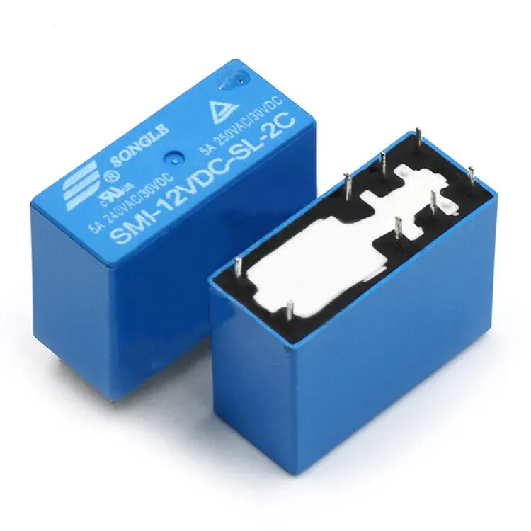 SONGLE SMI-12VDC-SL-2C 12V DPDT Power Relay 5A 8-Pin