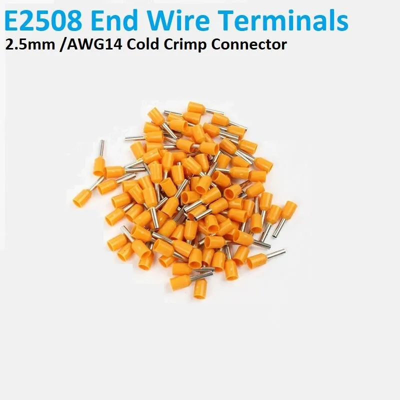 E1208 Insulated Cord End Ferrule Terminal 2.5mm, Crimp Type
