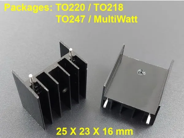 Aluminum Heatsink 25x23x16 mm Black for TO-220 / TO-218 / TO-247