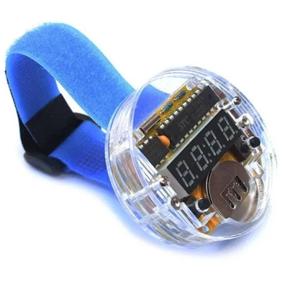 DIY LED Digital Electronic Watch Soldering Kit with Blue Strap