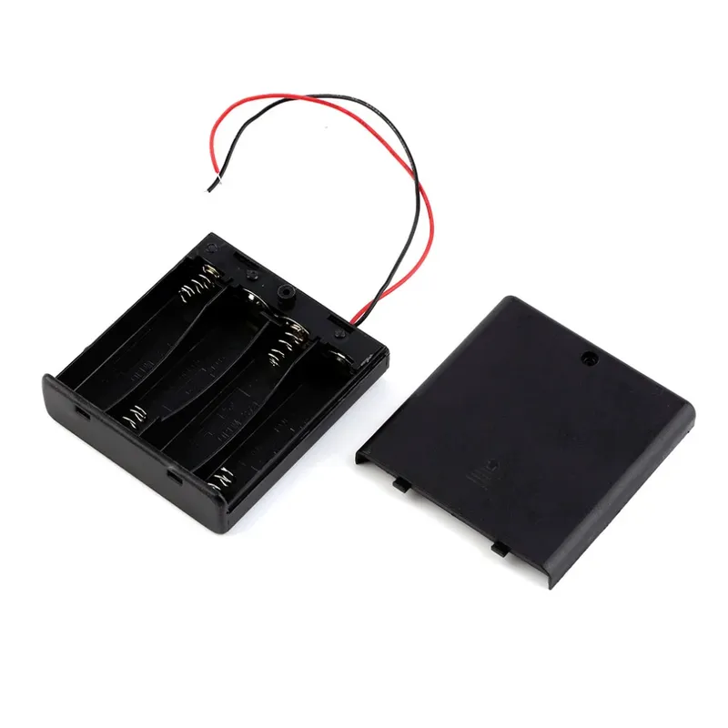 4 x AA Black Plastic Battery Holder Box with ON/OFF Switch