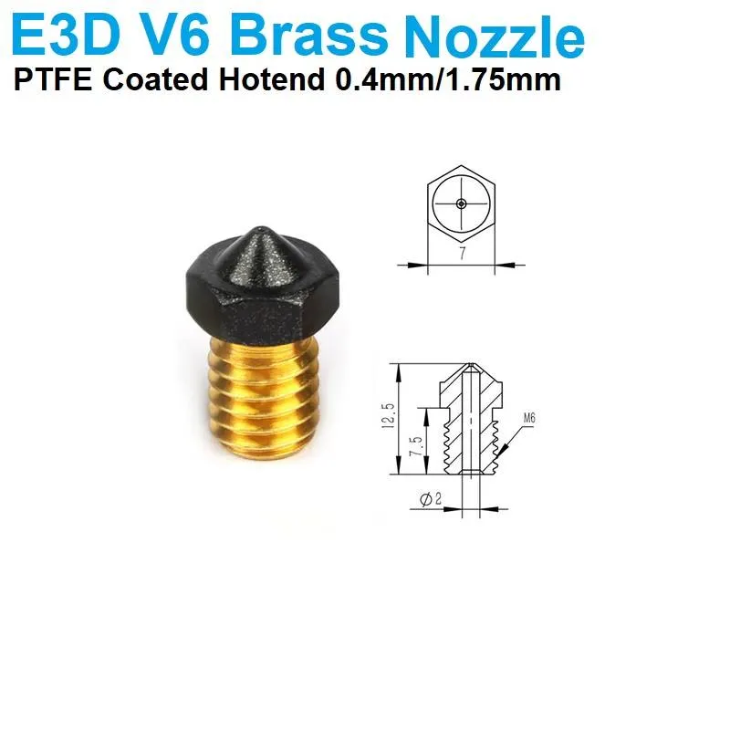 E3D PTFE-Coated Brass Nozzle 0.4mm