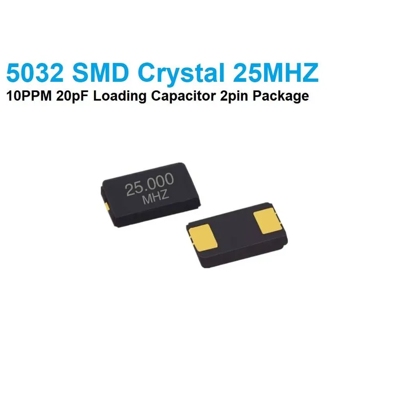 5032 SMD 25MHz Quartz Crystal, 2-Pin, 15-33 pF Load