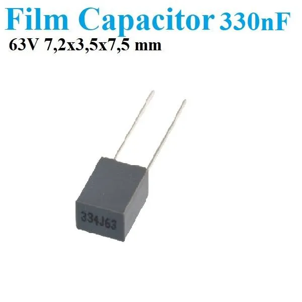 Film Capacitor 330nF 63V PET, 5mm Pitch, ±5%
