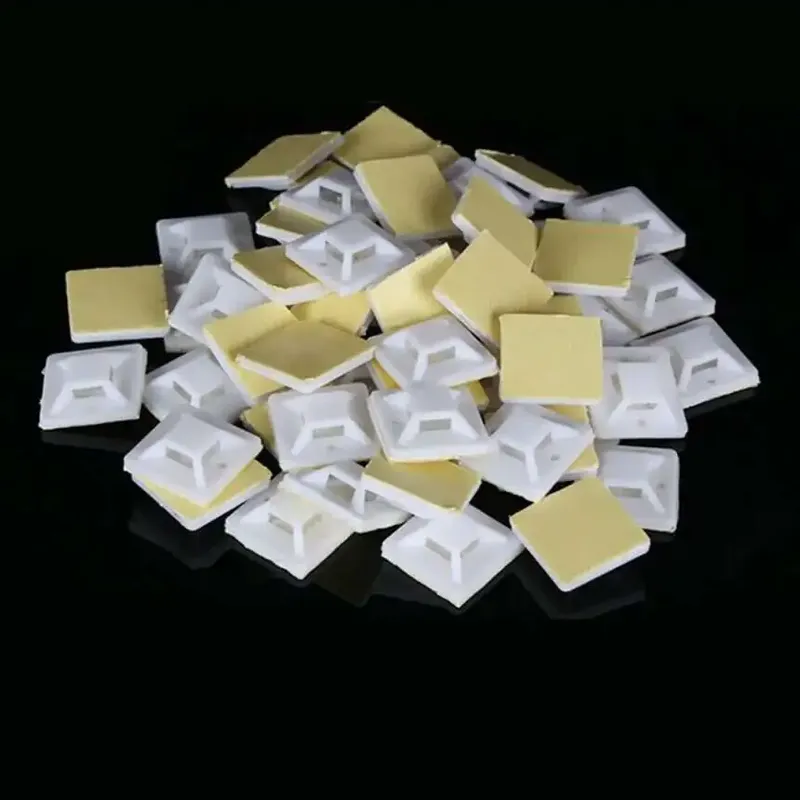 White Nylon Self-Adhesive Cable Tie Base Mount 20x20mm (10 pcs)