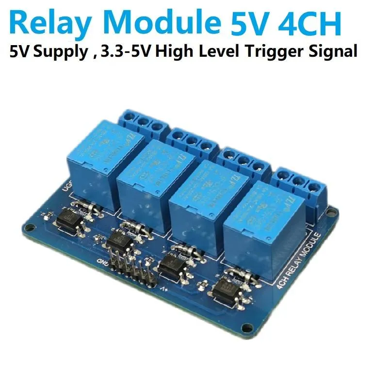 5V 4-Channel Relay Module, Active High Trigger