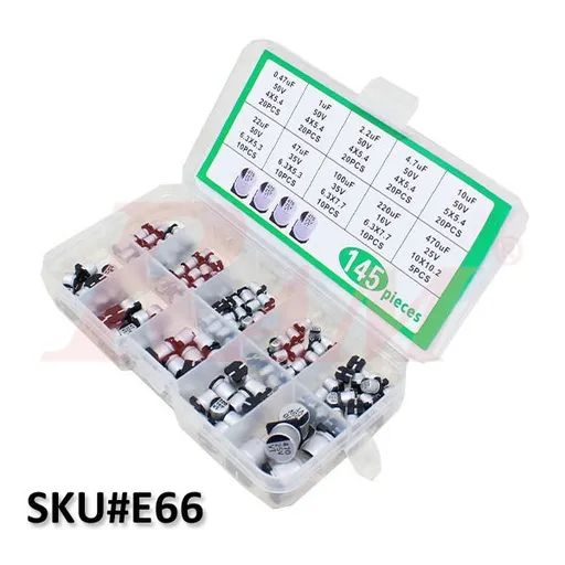 SMD Electrolytic Capacitor Kit - 145 pcs, 10 Values, 0.47µF to 470µF