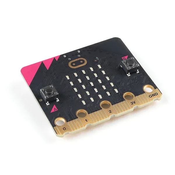 لوحة BBC micro:bit مع مصفوفة 5x5 وأزرار وبلوتوث
