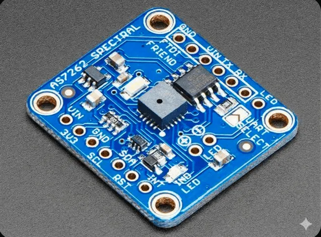 لوحة مستشعر ألوان AS7262 بست قنوات للضوء المرئي (I²C/UART)