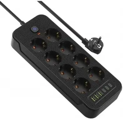 J18U Surge Protector: 8 AC Outlets, 3 USB, 3 PD Fast Charging (2 m)