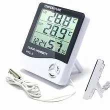 HTC-2 Digital Temperature & Humidity Meter with Clock & Alarm