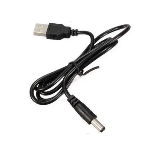 كابل USB 2.0 ذكر إلى جاك طاقة DC 5.5×2.1 مم بجهد 5 فولت وطول 90 سم