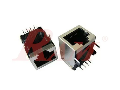 RJ45 8-Pin Ethernet Connector on PCB with Metal Housing