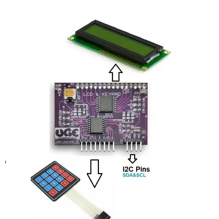 I2C LCD and Keypad Expander Module with Dual PCF8574T