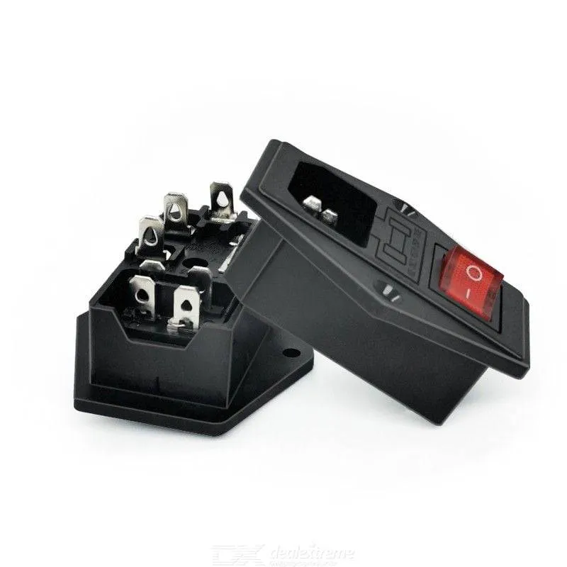 AC Power Socket with Switch and Fuse Holder, Chassis Mount
