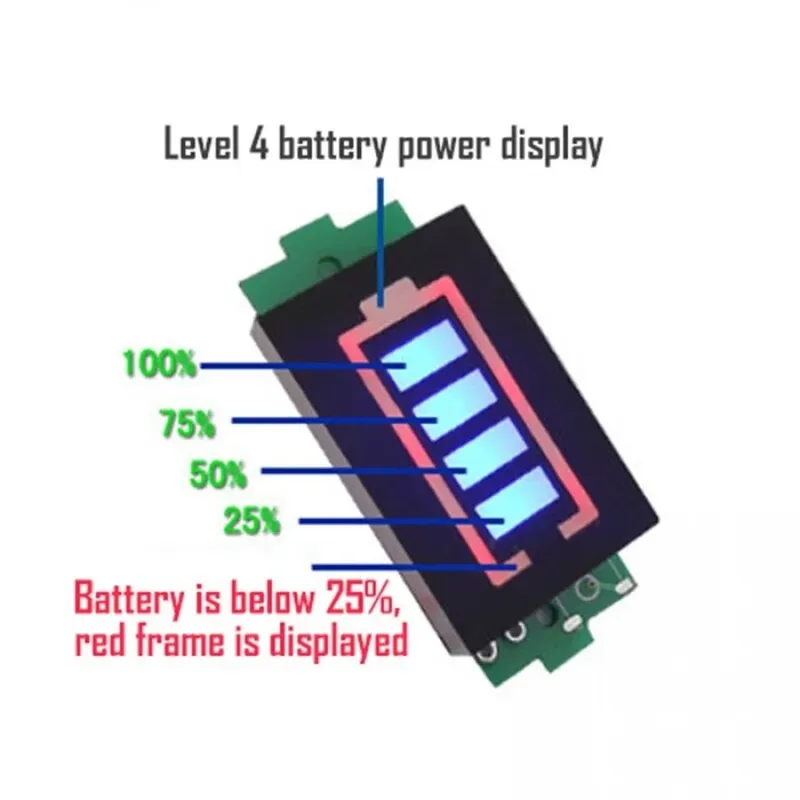 Lithium Battery Capacity Indicator 1S–8S (3V–34V Input)