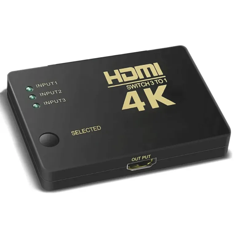 مُبدِّل HDMI من 3 إلى 1 بدقة 4K Ultra HD مع ريموت IR