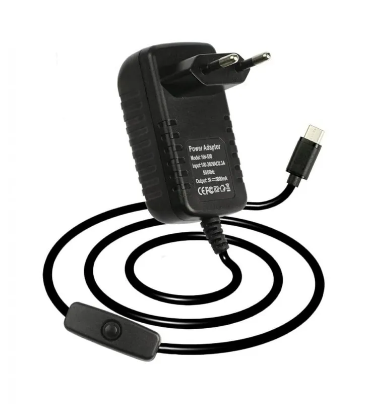 Raspberry Pi 4 USB-C Power Adapter 5V 3A with Switch (EU Plug)