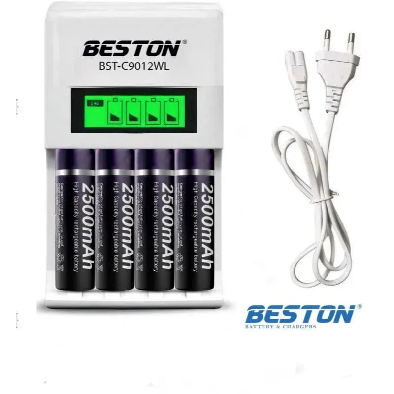 Beston C9012WL AA/AAA Wall Charger with LCD and 4x AA 2500mAh